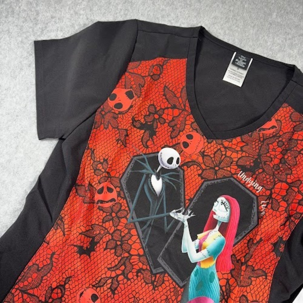 Nightmare before Christmas Scrub Top Small Cherokee Tooniforms Jack Sally NWT